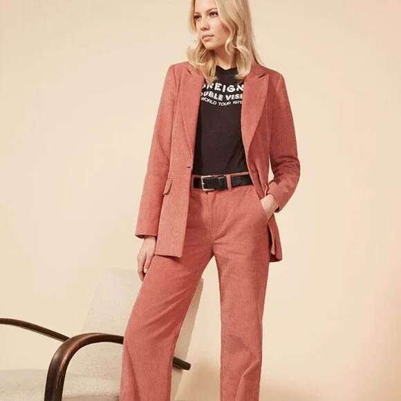 Reformation Sampson Corduroy Blazer in Rose - Picture 2 of 11